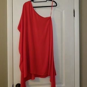 BCBG red/orange one sleeve dress
